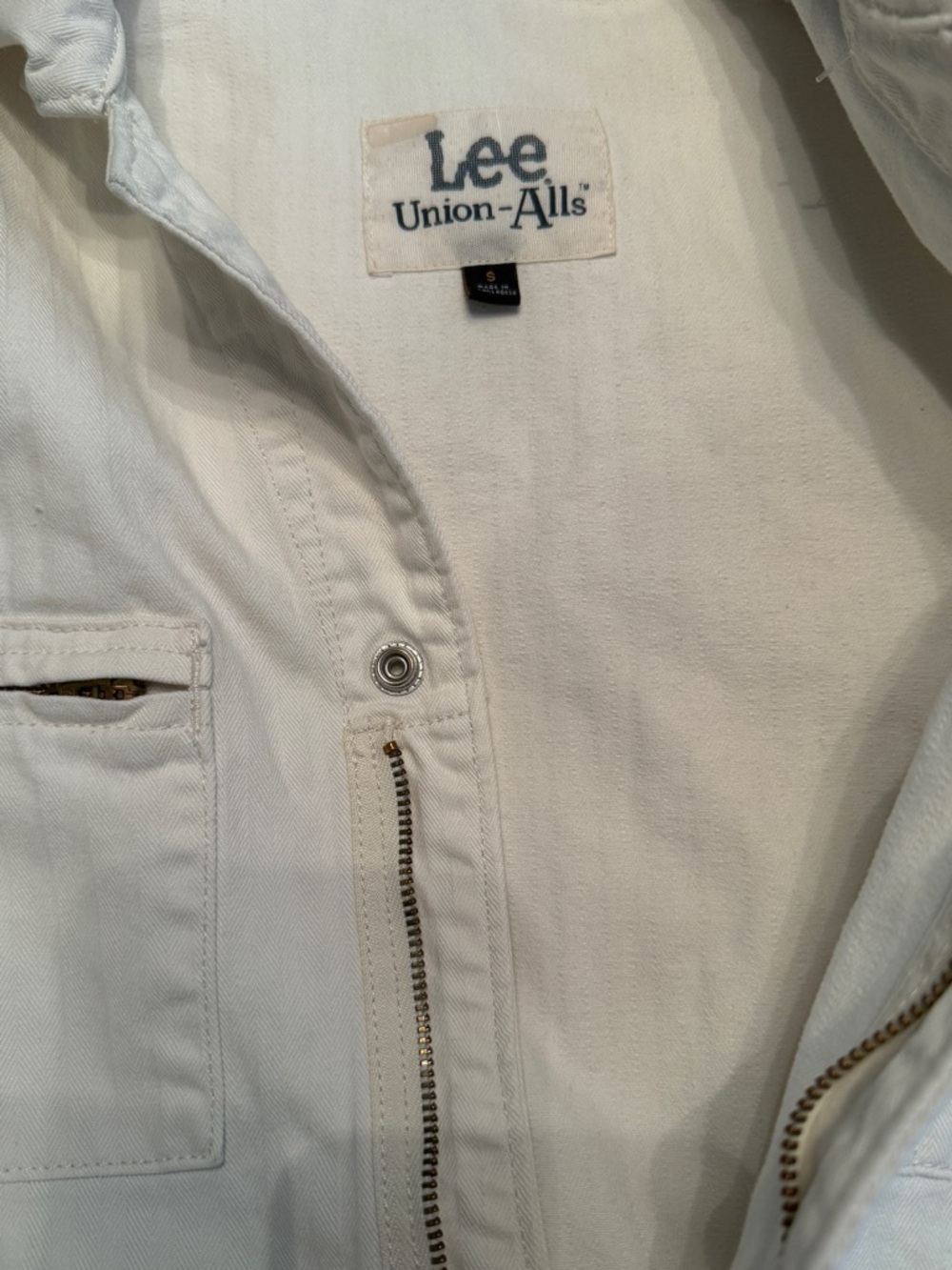 Lee Union-Alls Denim Short Romper Jumpsuit Ivory |Cream Utility Jumpsuit Small - Picture 9 of 16